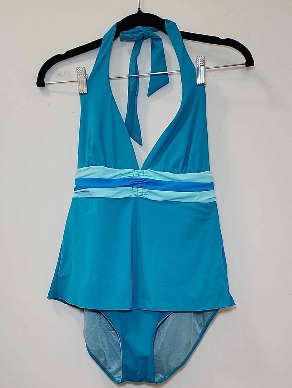 NWT Spanx  735 Tankini one piece Shapewear Swim slimming halter Teal 8 - Picture 3 of 16